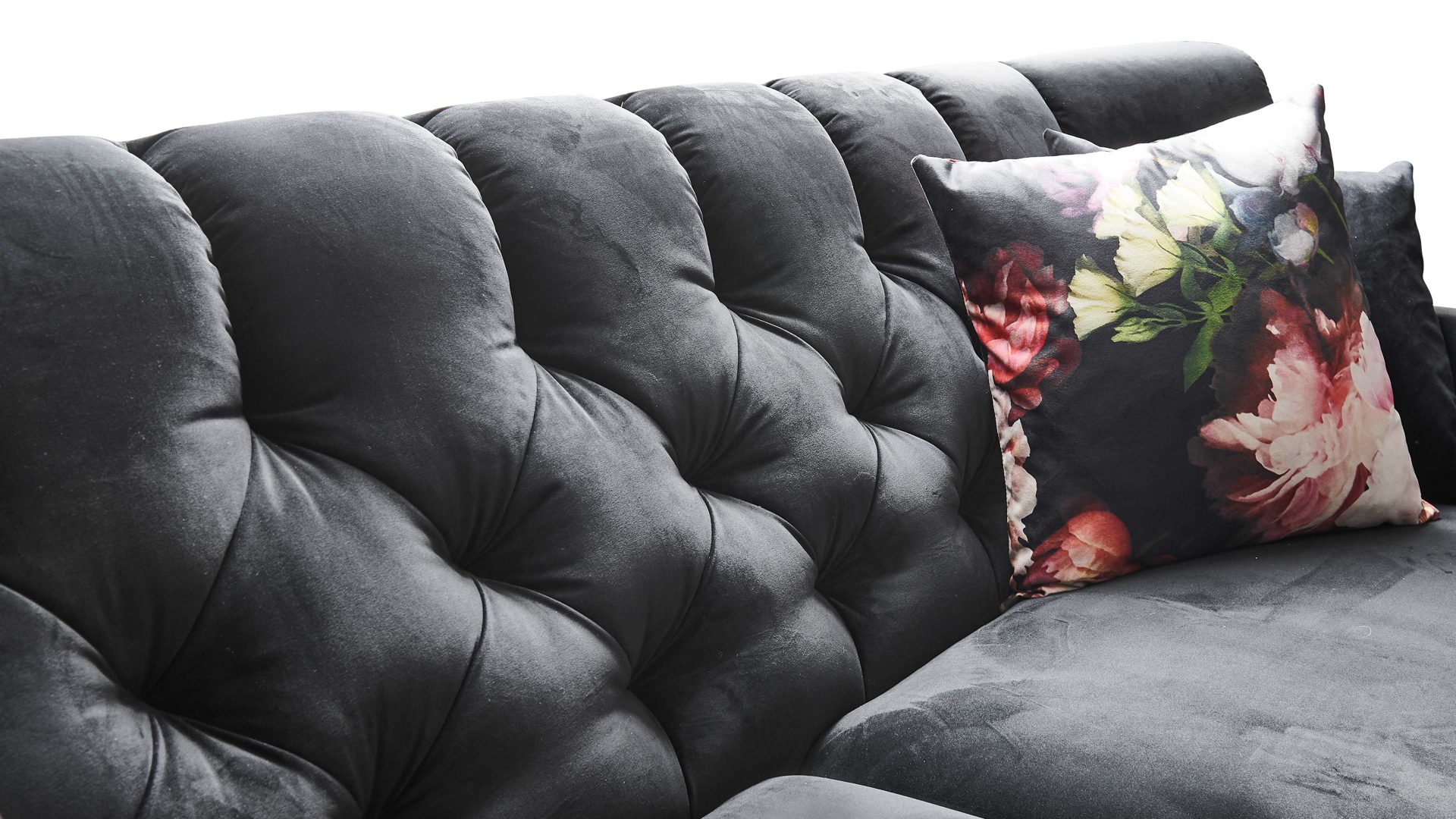 Zweisitzer SOFAkultur aus Stoff in Schwarz SOFAkultur Programm SK 254 - Zweisitzer schwarzer Bezug Velvet & Chromfüße – Länge ca. 175 cm