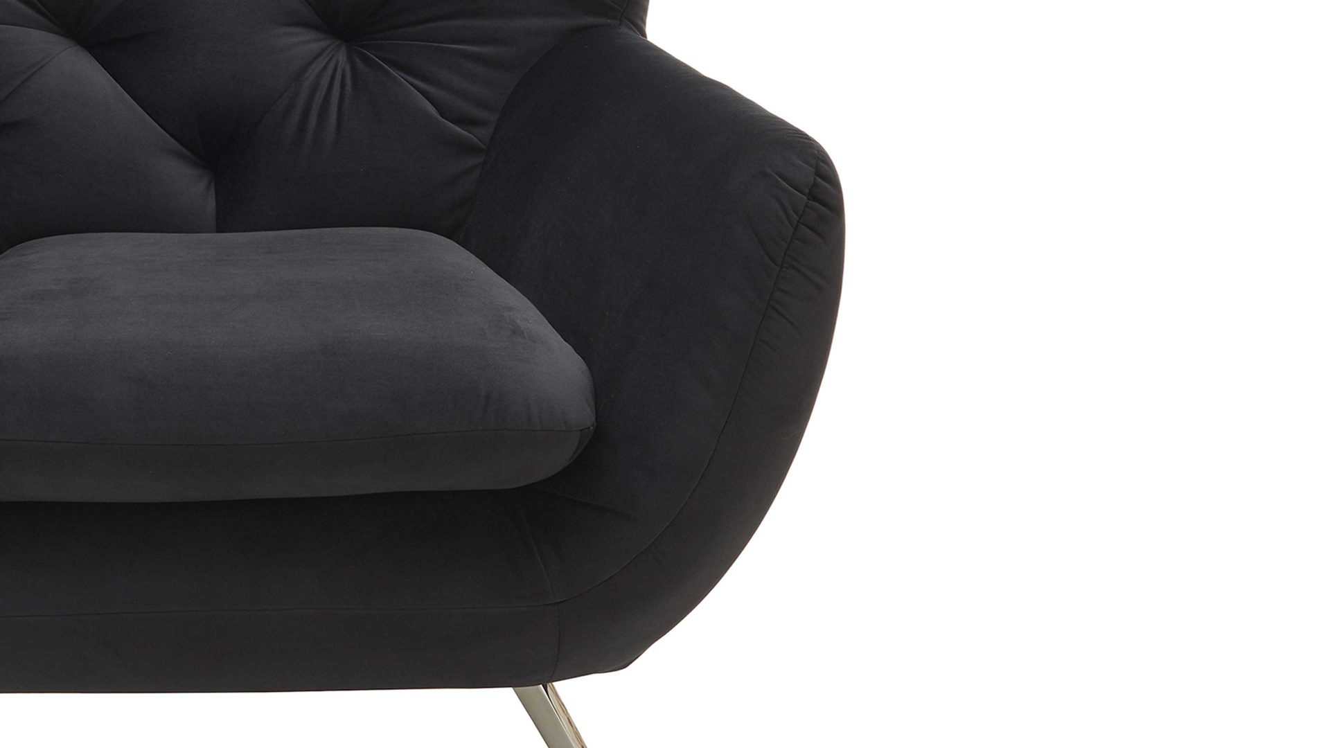 Polstersessel SOFAkultur aus Stoff in Schwarz SOFAkultur Programm SK 254 - Polstersessel schwarzer Bezug Velvet & Chromfüße