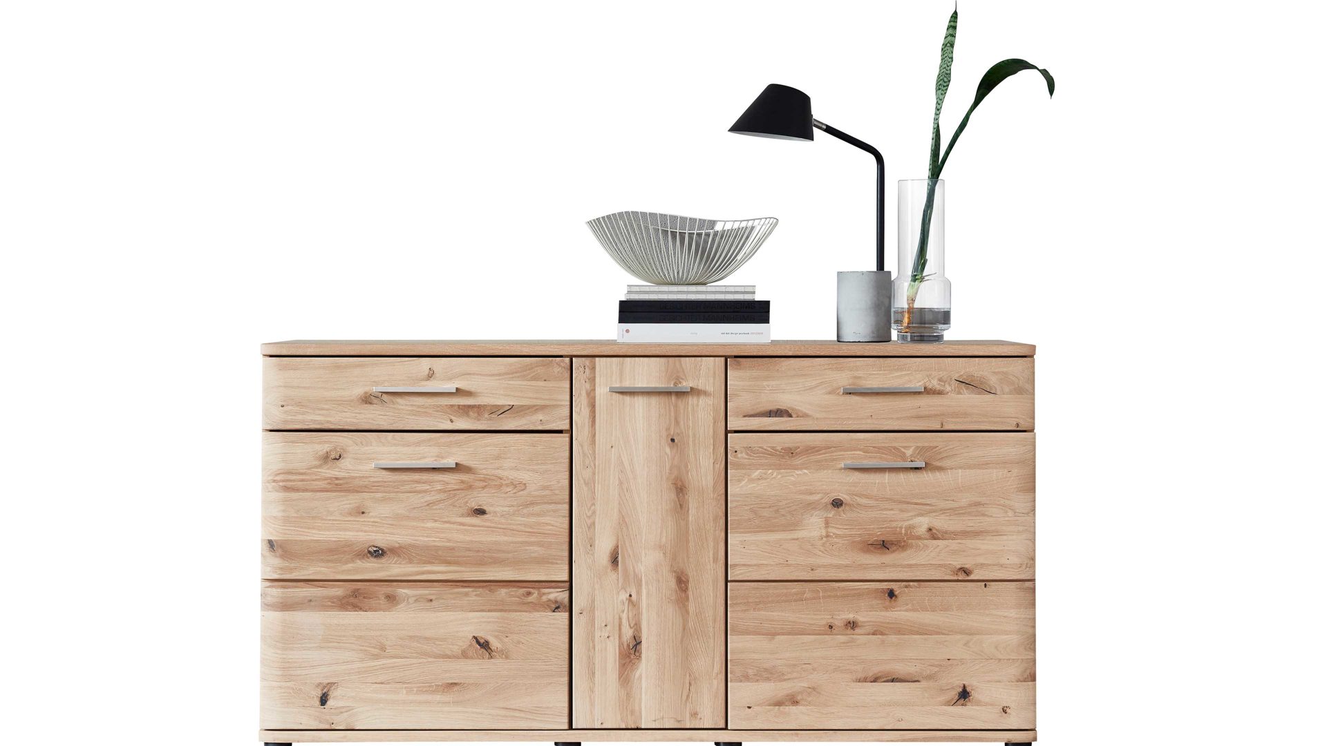 Sideboard Mca direkt aus Holz in Holzfarben Wohnprogramm Santori - Sideboard Eiche & Asteiche – drei Türen, zwei Schubladen