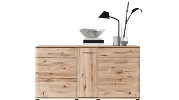 Sideboard Mca furniture aus Holz in Holzfarben Wohnprogramm Santori - Sideboard Eiche & Asteiche – drei Türen, zwei Schubladen