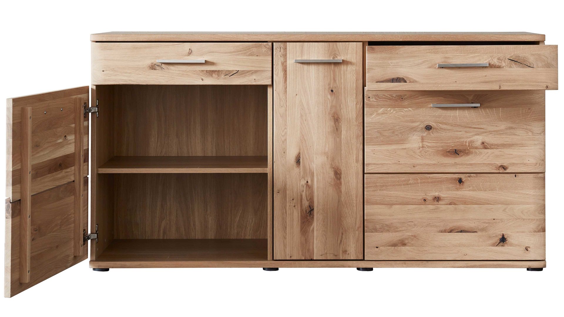 Sideboard Mca direkt aus Holz in Holzfarben Wohnprogramm Santori - Sideboard Eiche & Asteiche – drei Türen, zwei Schubladen