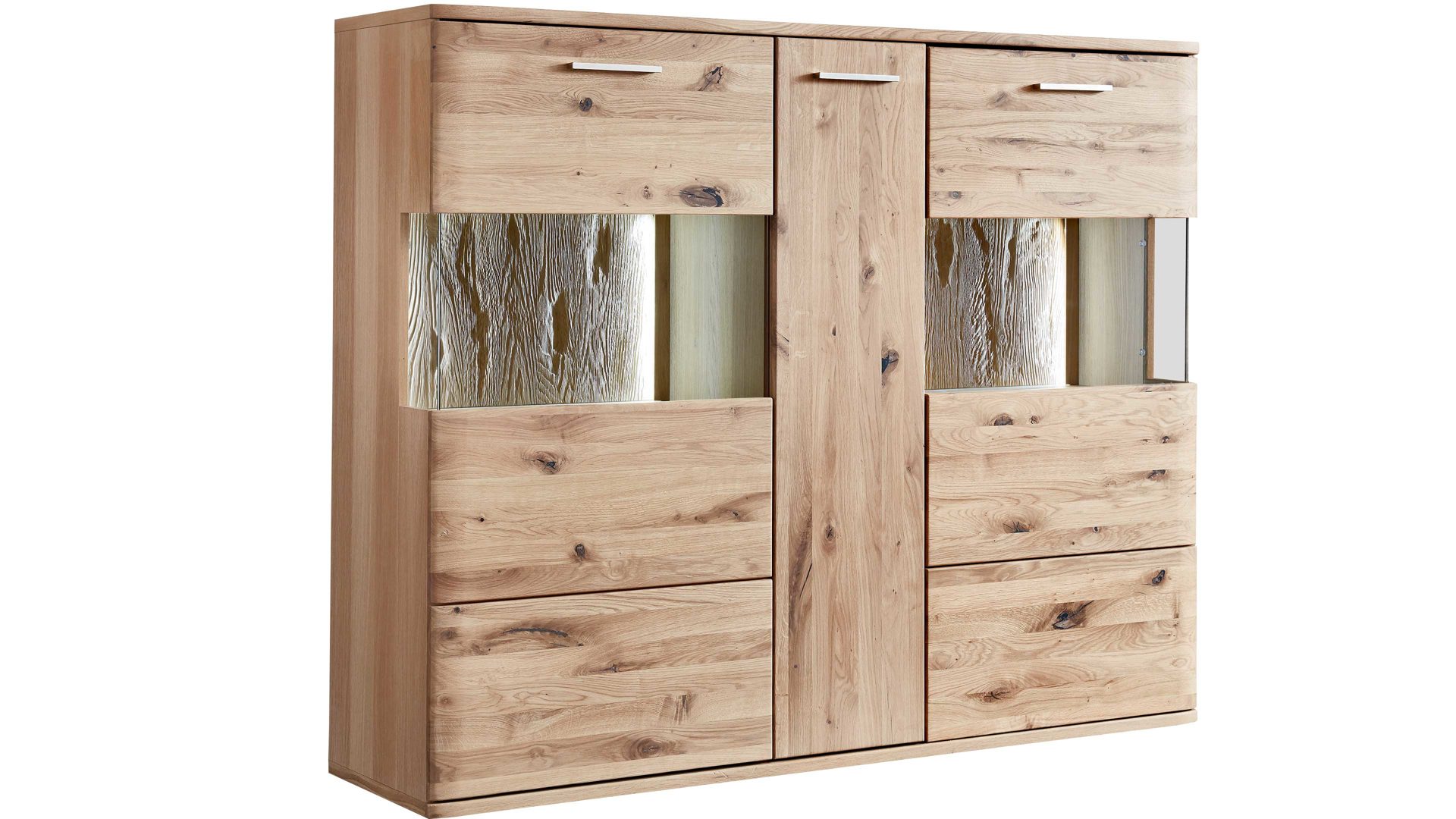 Highboard Mca direkt aus Holz in Holzfarben Wohnprogramm Santori - Highboard Eiche & Asteiche – drei Türen