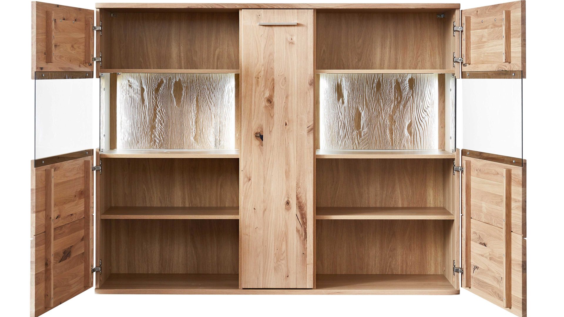 Highboard Mca direkt aus Holz in Holzfarben Wohnprogramm Santori - Highboard Eiche & Asteiche – drei Türen