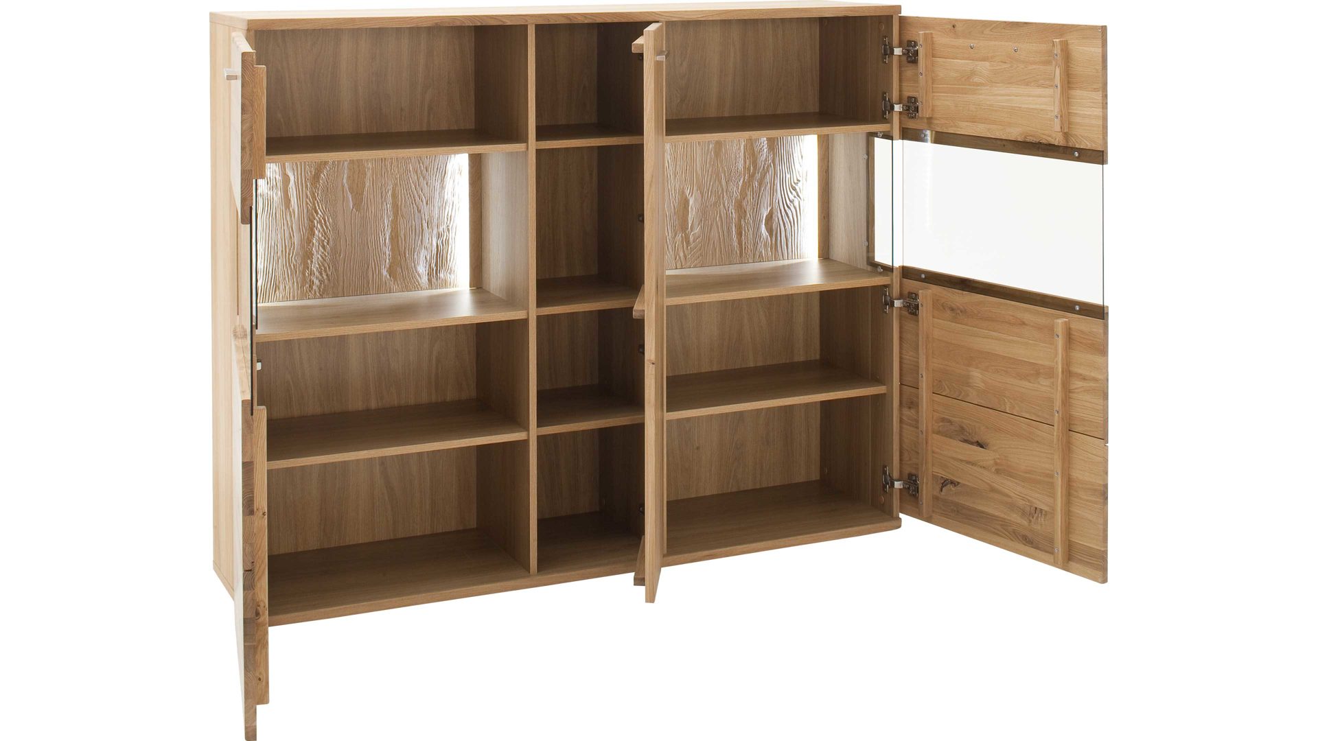 Highboard Mca direkt aus Holz in Holzfarben Wohnprogramm Santori - Highboard Eiche & Asteiche – drei Türen