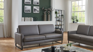 Dreisitzer COMFORT SMART aus Leder in Grau COMFORT SMART Anuk - Dreisitzer XL elefantfarbenes Leder Soft-Line – Länge ca. 202 cm