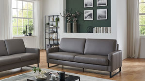 Dreisitzer COMFORT SMART aus Leder in Grau COMFORT SMART Anuk - Dreisitzer XL elefantfarbenes Leder Soft-Line – Länge ca. 202 cm