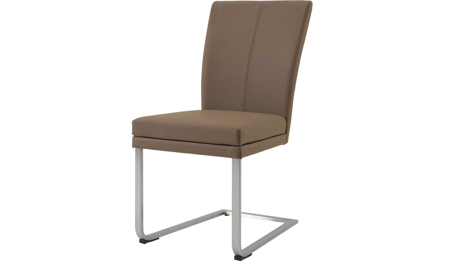 Schwingstuhl laVie aus Leder in Hellbraun laVie Schwingstuhl Color-Line als vielseitiges Sitzmöbel steinfarbenes Leder Napoli 989 & gebürsteter Edelstahl