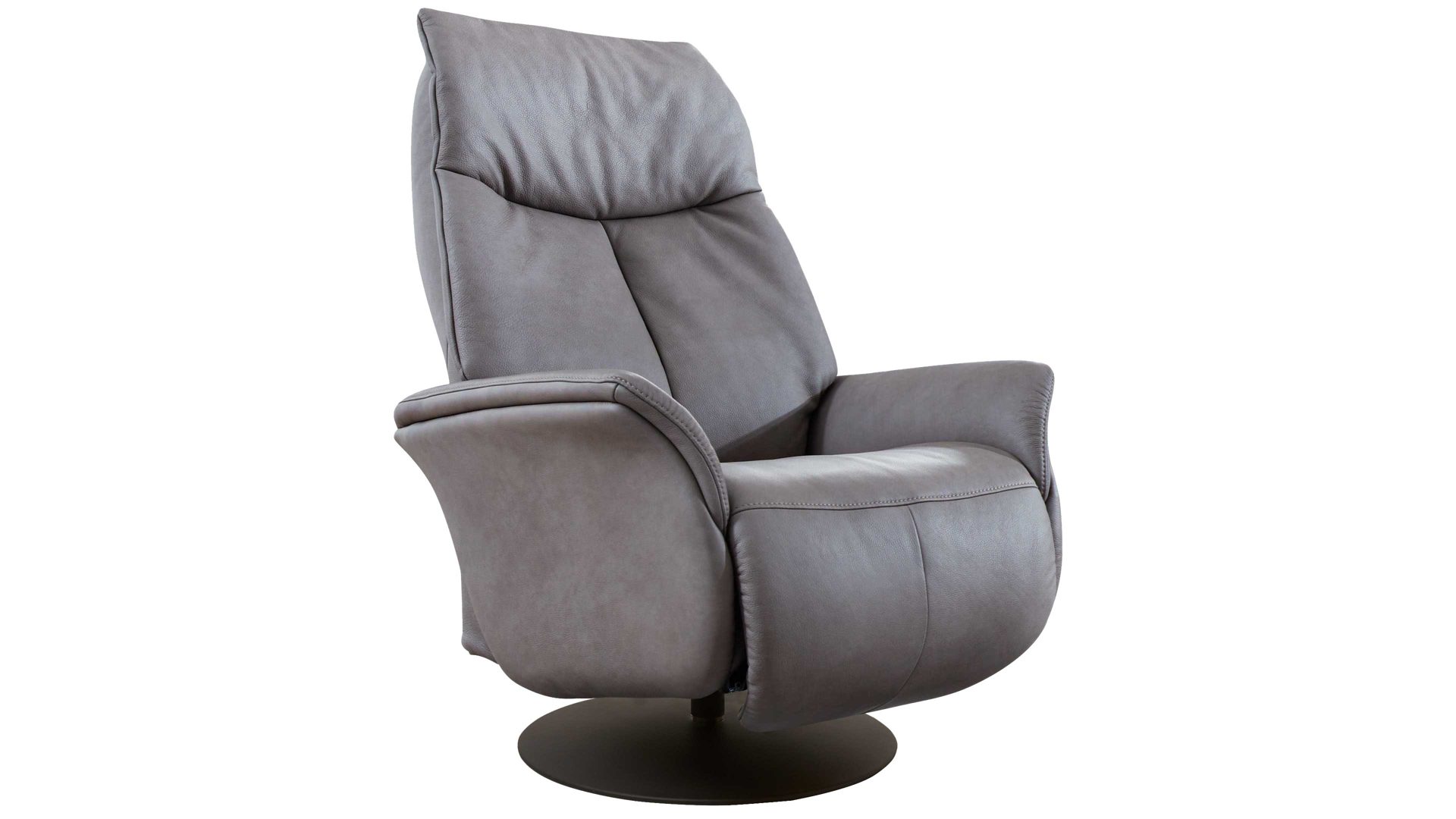 Relaxsessel Interliving aus Leder in Grau Interliving Sessel Serie 4550 - Sessel 77O44 zwei Motoren & Aufstehhilfe - titanfarbenes LongLife-Leder & anthrazitfarbener Tellerfuß