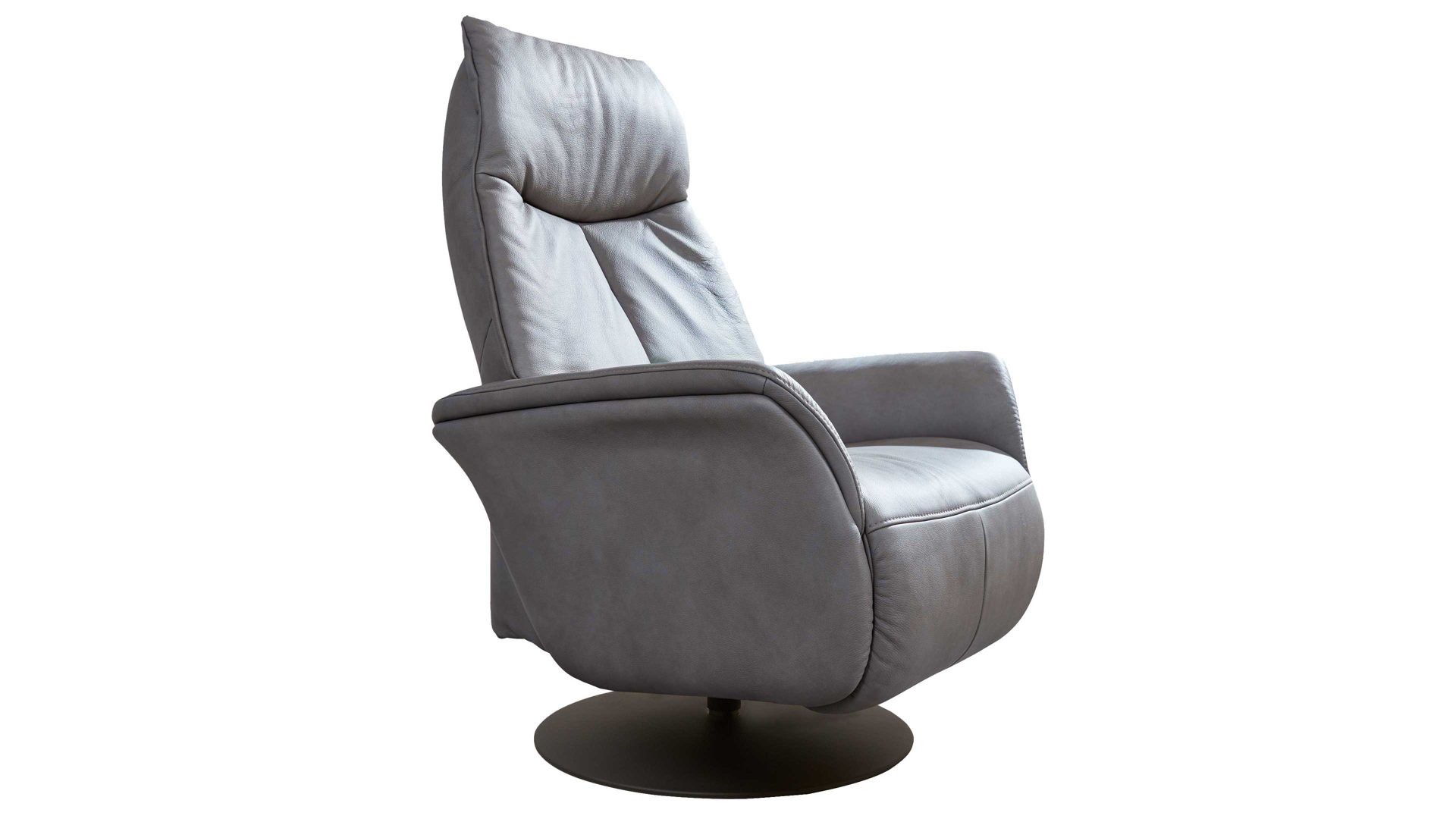 Relaxsessel Interliving aus Leder in Grau Interliving Sessel Serie 4550 - Sessel 37O44 manuelle Funktionen - titanfarbenes LongLife-Leder & anthrazitfarbener Tellerfuß