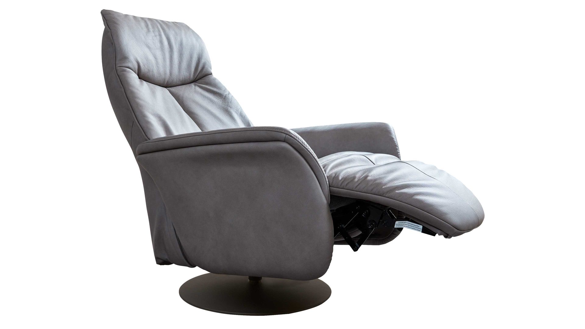 Relaxsessel Interliving aus Leder in Grau Interliving Sessel Serie 4550 - Sessel 37O44 manuelle Funktionen - titanfarbenes LongLife-Leder & anthrazitfarbener Tellerfuß