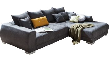 Ecksofa KAWOO aus Stoff in Dunkelgrau KAWOO Eckcouch Mustang dunkelgrauer Bezug Camaro 19 - Stellfläche ca. 300 x 225 cm