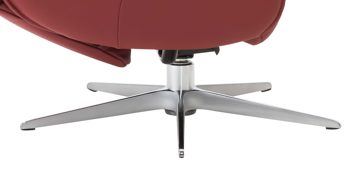 Relaxsessel Hjort knudsen aus Leder in Rot Relaxsessel bzw. Drehsessel - Polstermöbel rotes Leder Soleda Split 444 & Edelstahl-Sternfuß
