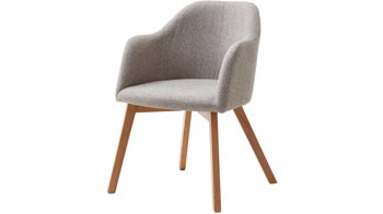 Polsterstuhl Standard furniture factory aus Stoff in Beige Armlehnstuhl Charly schlammfarbener Webstoff Nexus 9013 & Eichenholzfüße