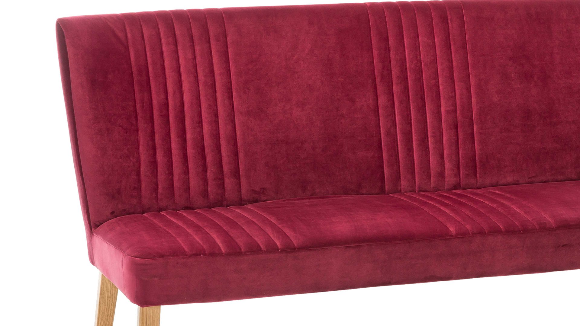 Polsterbank Standard furniture factory aus Stoff in Rot Polsterbank bzw. Sitzbank Jaca chiantifarbener Bezug Brussels 36 & Eiche – Länge ca. 162 cm