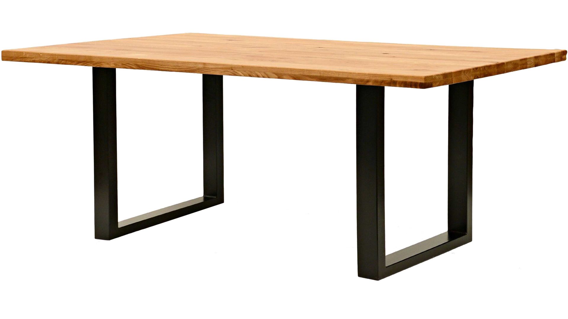 Esstisch Standard furniture factory aus Holz in Holzfarben Esstisch Quebec Eiche rustik & mattschwarzes Metall – ca. 200 x 100 cm