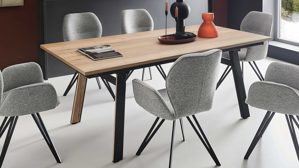 Auszugtisch PARTNERRING COLLECTION aus Holz in Holzfarben PARTNERRING COLLECTION Esstisch Blackburn mit Ausziehfunktion Halifax-Eiche & schwarzes Metall - ca. 200 - 300 x 100 cm