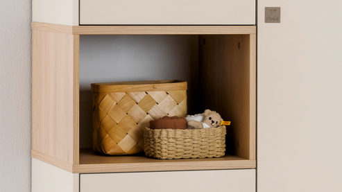 Kleiderschrank Paidi aus Holz in Beige PAIDI Babyzimmer Mila & Ben – Kleiderschrank Cashmere-Beige & Scandinavian Wood - drei Türen, Breite  ca. 95 cm