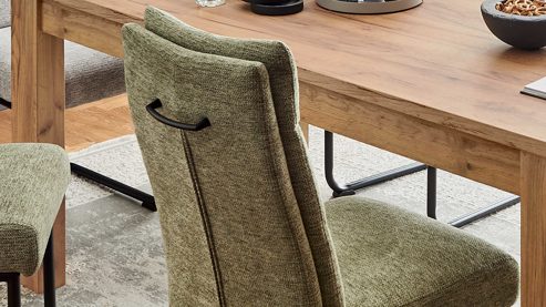 Vierfußstuhl PARTNERRING COLLECTION aus Stoff in Grün PARTNERRING COLLECTION Schwingstuhl Miranda grüner Webstoff Fantasy & schwarzes Eisen