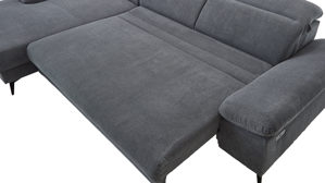 Ecksofa KAWOO aus Stoff in Grau KAWOO Polsterprogramm Exit - Funktions-Ecksofa grauer Velourbezug Onega 07 - Stellfläche ca. 198 x 314 cm