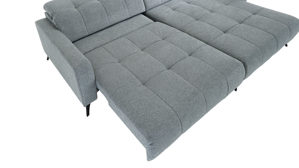 Ecksofa KAWOO aus Stoff in Hellgrau KAWOO Polsterprogramm Nil - Funktions-Ecksofa hellgrauer Chenillebezug Aragon 90 - Stellfläche ca. 277 x 203 cm