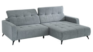 Ecksofa KAWOO aus Stoff in Hellgrau KAWOO Polsterprogramm Nil - Funktions-Ecksofa hellgrauer Chenillebezug Aragon 90 - Stellfläche ca. 277 x 203 cm