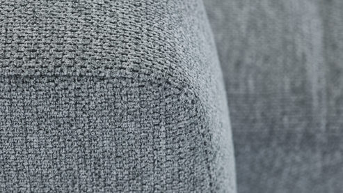 Ecksofa KAWOO aus Stoff in Hellgrau KAWOO Polsterprogramm Nil - Funktions-Ecksofa hellgrauer Chenillebezug Aragon 90 - Stellfläche ca. 203 x 277 cm