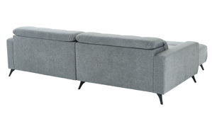 Ecksofa KAWOO aus Stoff in Hellgrau KAWOO Polsterprogramm Nil - Funktions-Ecksofa hellgrauer Chenillebezug Aragon 90 - Stellfläche ca. 203 x 277 cm