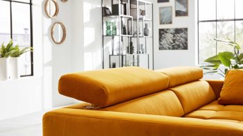 Dreisitzer Interliving aus Stoff in Orange Interliving Sofa Serie 4303 – Dreisitzer curryfarbene Wirkware Salsa - Länge ca. 210 cm