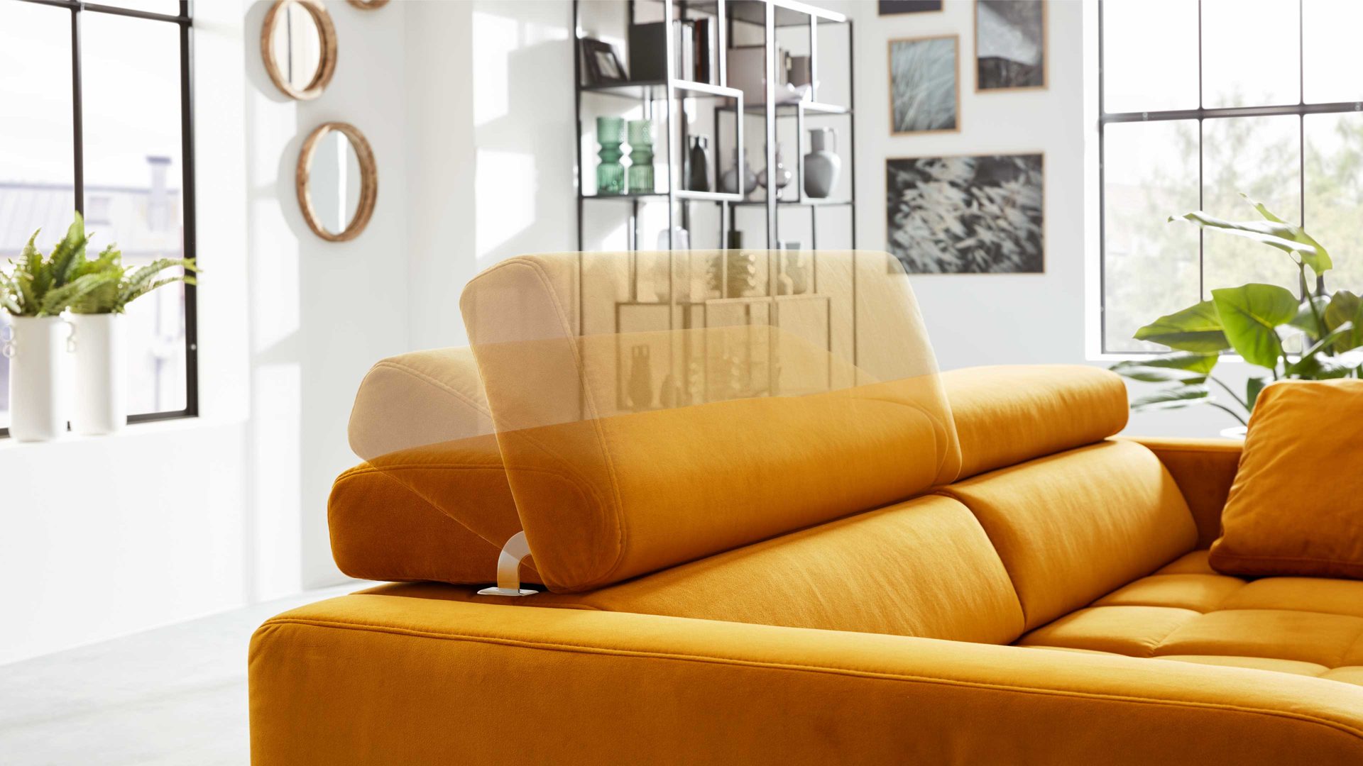 2,5-Sitzer Interliving aus Stoff in Orange Interliving Sofa Serie 4303 – 2,5-Sitzer curryfarbene Wirkware Salsa - Länge ca. 182 cm