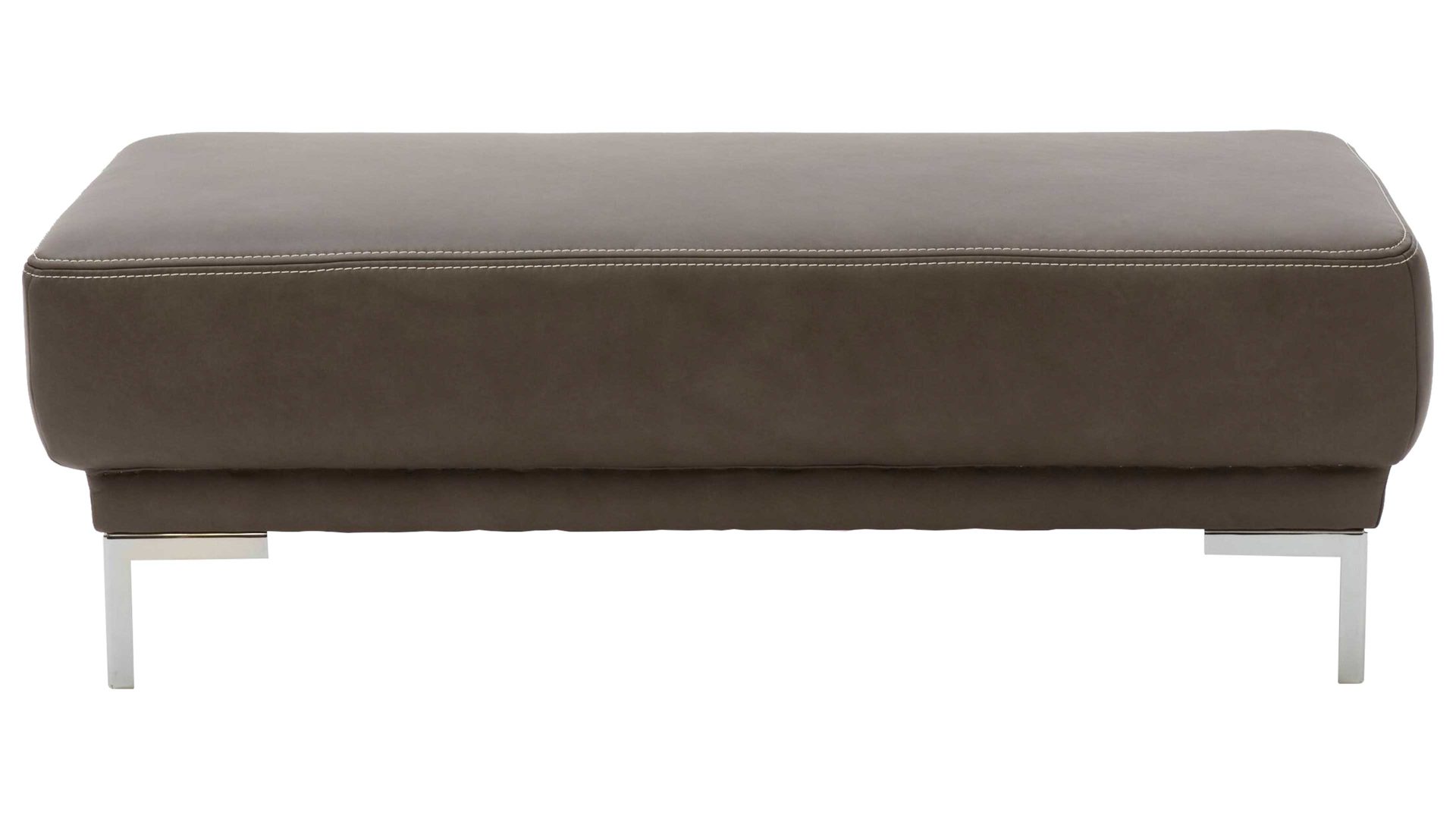 Polsterhocker Interliving aus Leder in Dunkelgrau Interliving Sofa Serie 4251 – XXL-Hocker dunkelgraues Leder Vintage grey & Metallfüße – ca. 125 x 65 cm