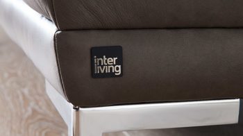 Polsterhocker Interliving aus Leder in Dunkelgrau Interliving Sofa Serie 4251 – XXL-Hocker dunkelgraues Leder Vintage grey & Metallfüße – ca. 125 x 65 cm