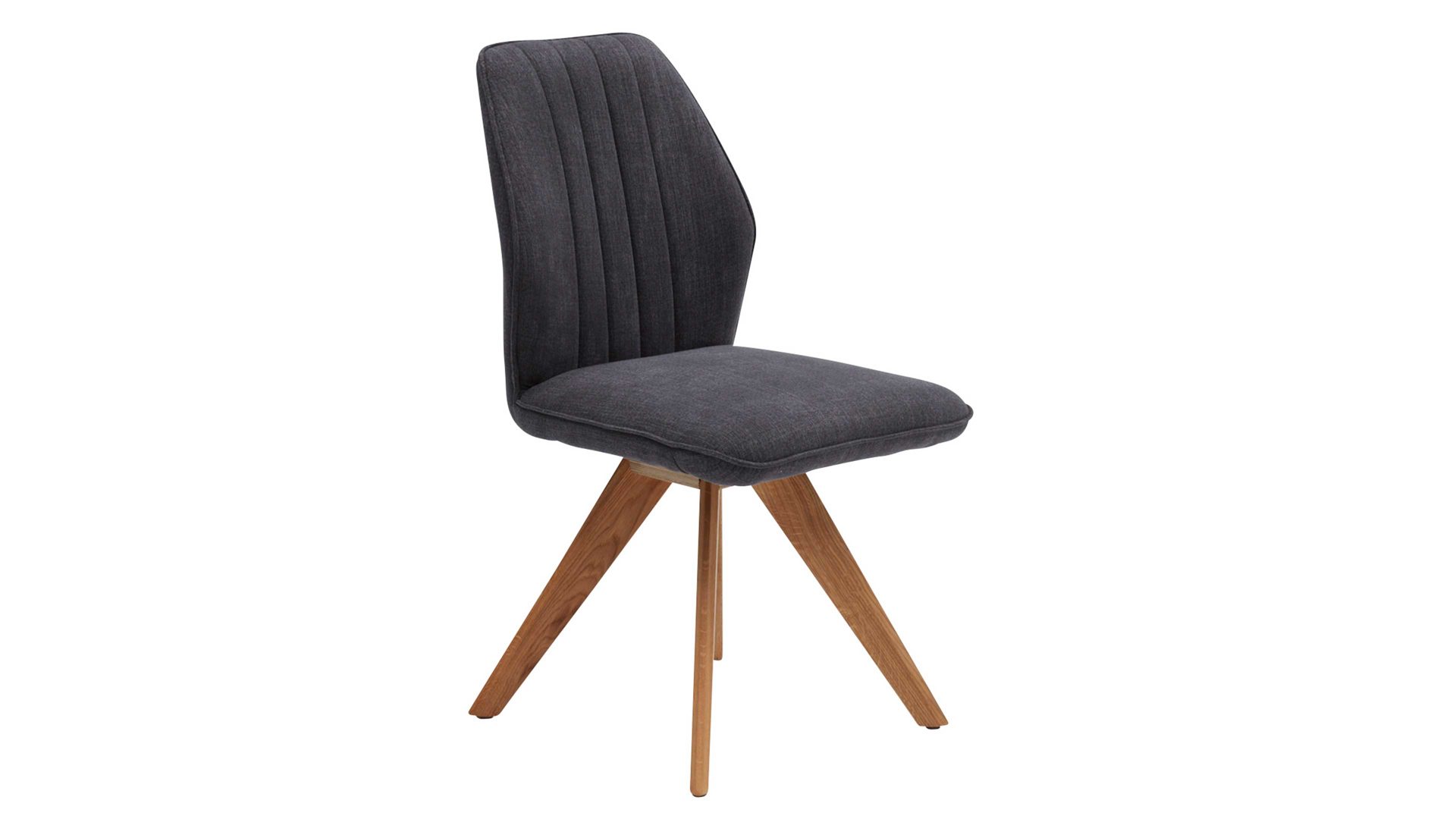 Polsterstuhl Interliving aus Stoff in Dunkelgrau Interliving Esszimmer Serie 5102 – Polsterstuhl V111 graphitfarbener Webstoff Tirol 480 & Wildeiche