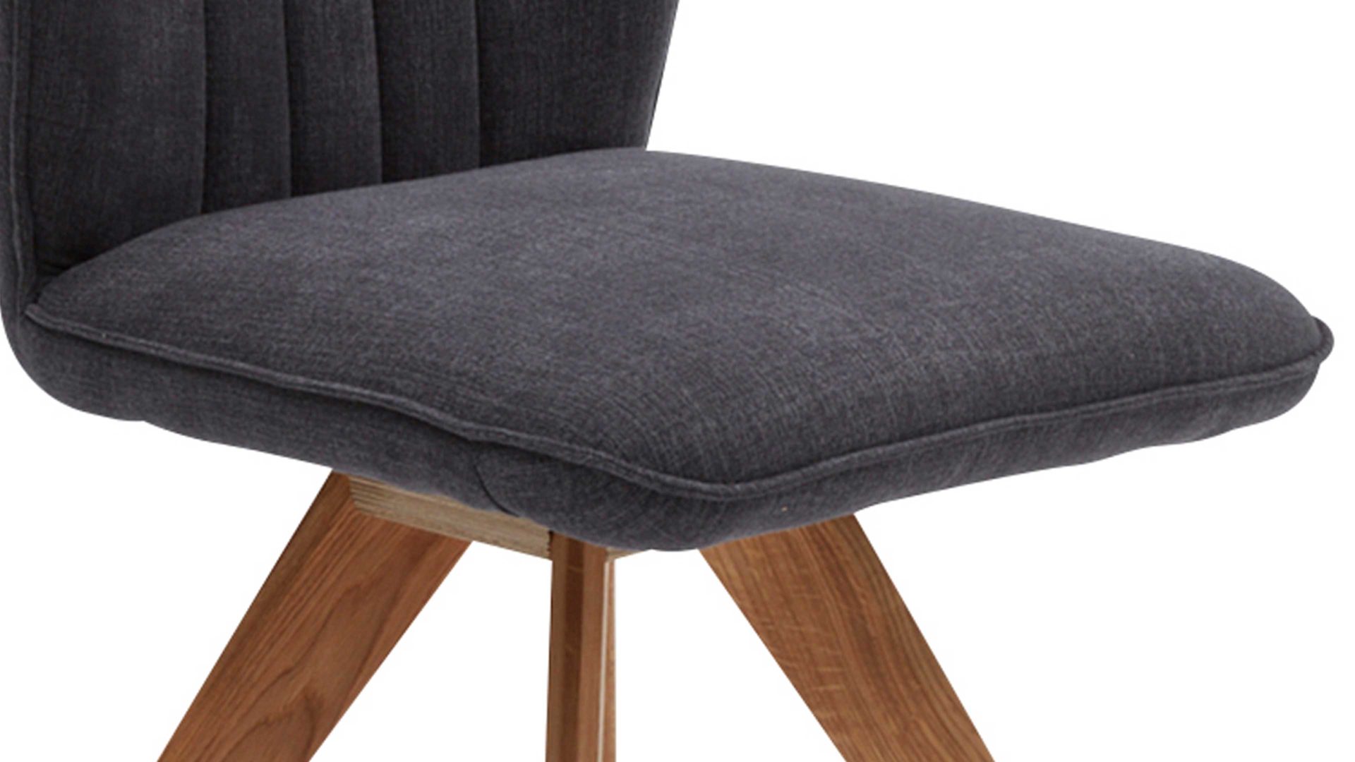 Polsterstuhl Interliving aus Stoff in Dunkelgrau Interliving Esszimmer Serie 5102 – Polsterstuhl U111 mit Drehfunktion graphitfarbener Bezug Tirol 480 & Wildeiche