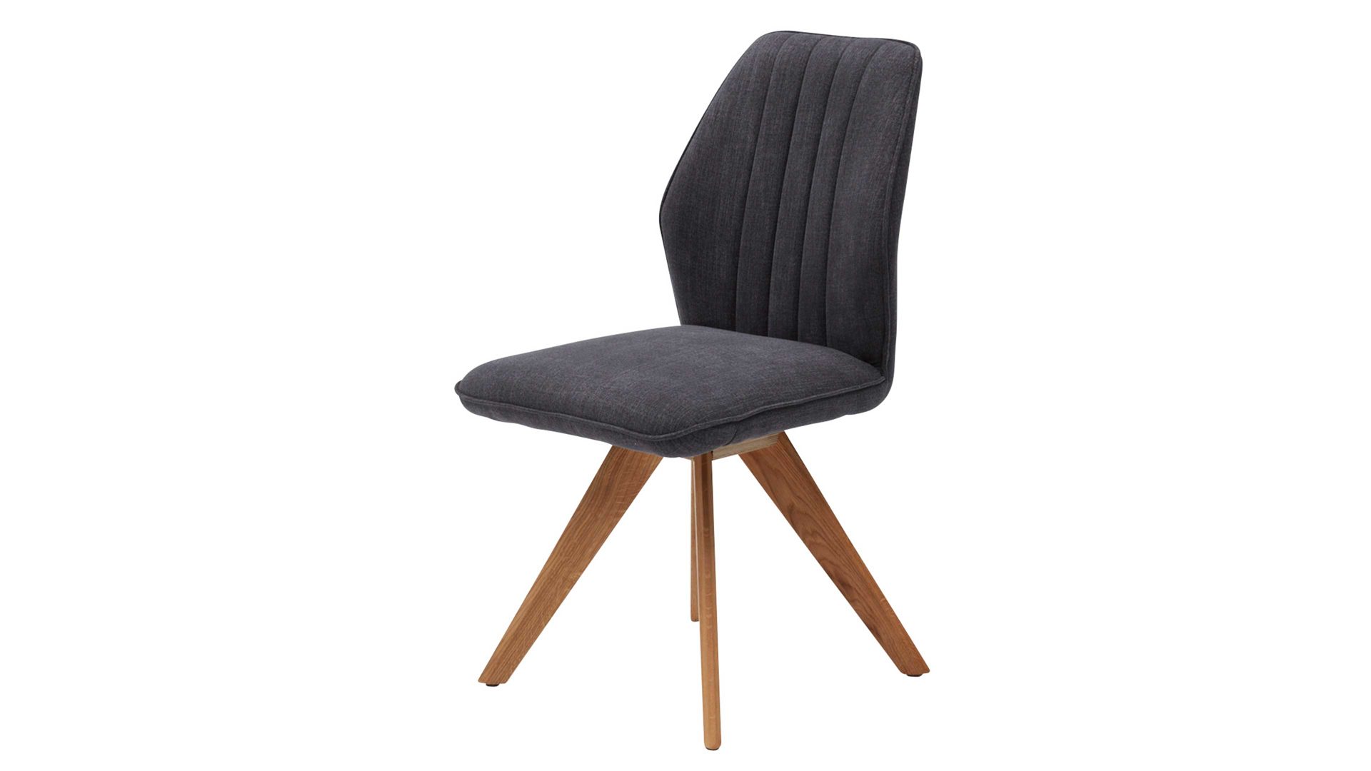Polsterstuhl Interliving aus Stoff in Dunkelgrau Interliving Esszimmer Serie 5102 – Polsterstuhl mit Drehfunktion graphitfarbener Bezug Tirol 480 & Wildeiche