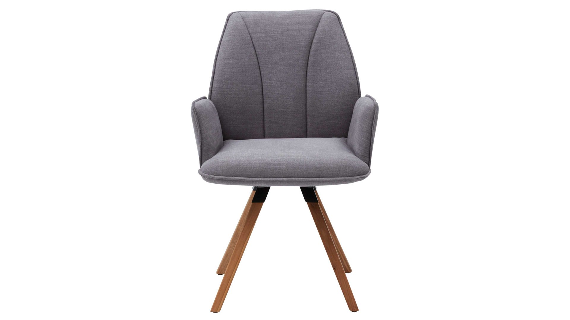 Polsterstuhl Interliving aus Stoff in Grau Interliving Esszimmer Serie 5102 – Armlehn-Polsterstuhl kieselfarbener Webstoff Tirol 489 & Eiche