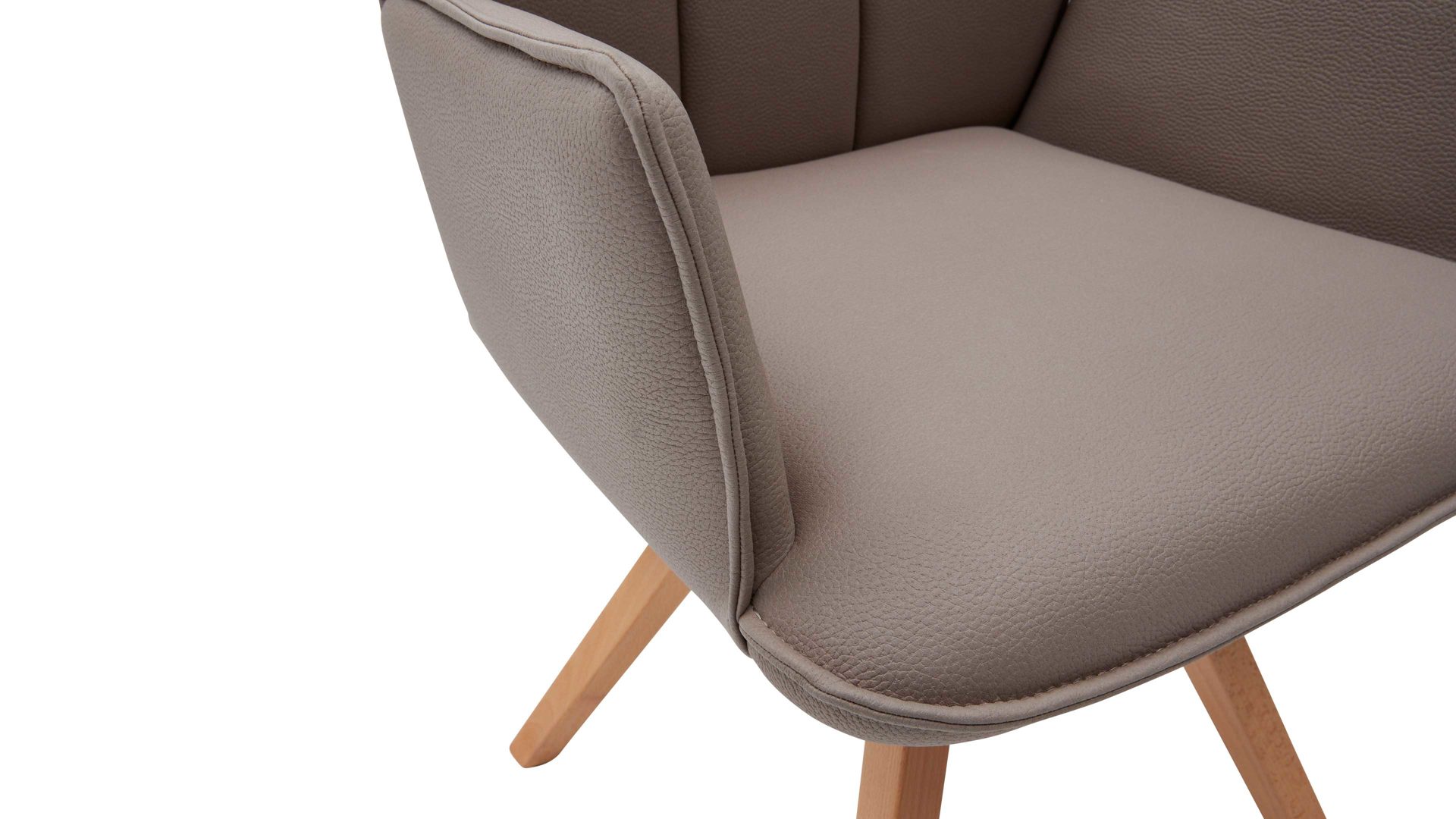 Polsterstuhl Interliving aus Stoff in Hellbraun Interliving Esszimmer Serie 5102 – Armlehn-Polsterstuhl V232 sandfarbene Mikrofaser Atlantis 914 & Kernbuche