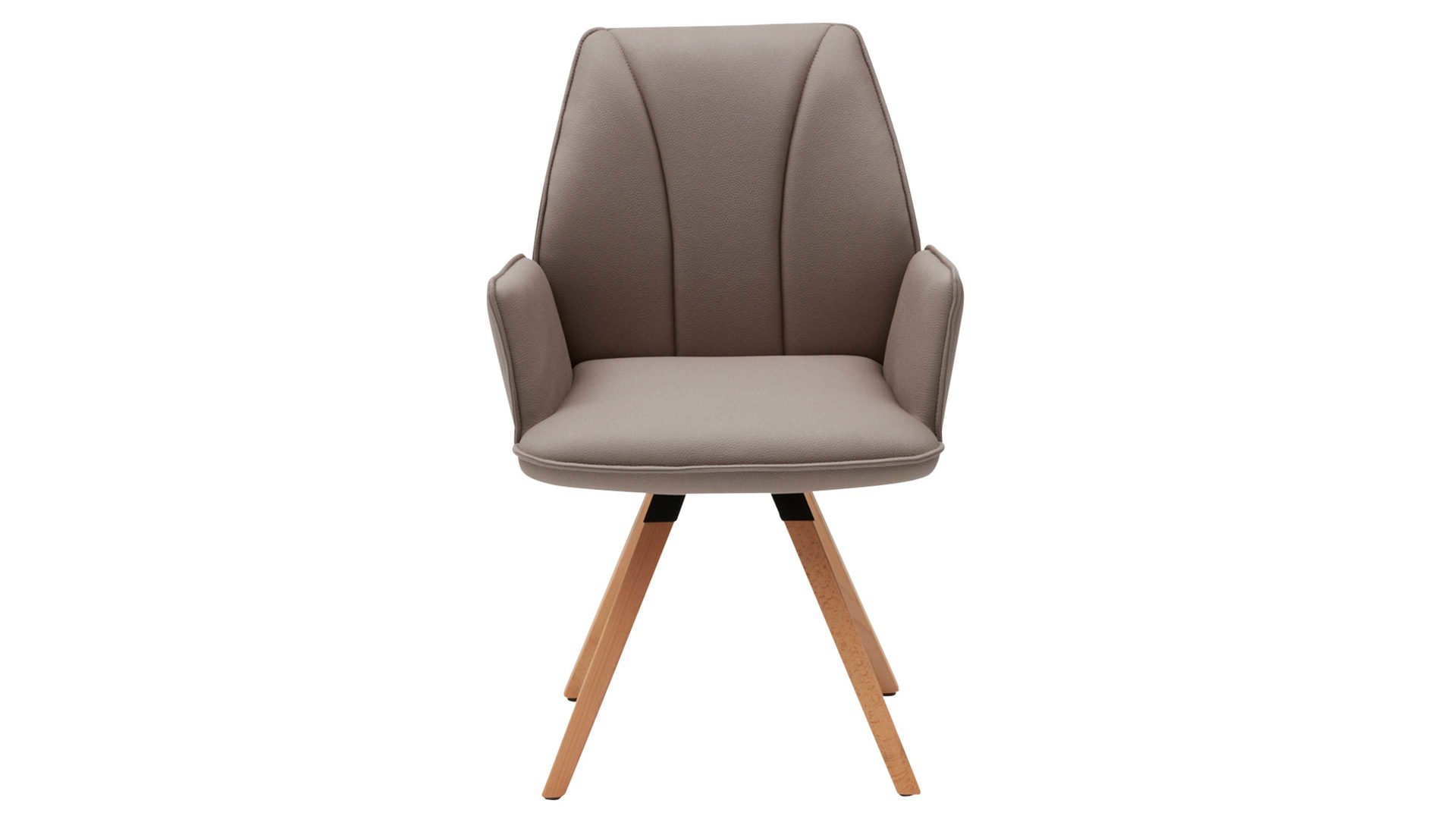 Polsterstuhl Interliving aus Stoff in Hellbraun Interliving Esszimmer Serie 5102 – Armlehn-Polsterstuhl mit Drehfunktion sandfarbene Mikrofaser Atlantis 914 & Kernbuche