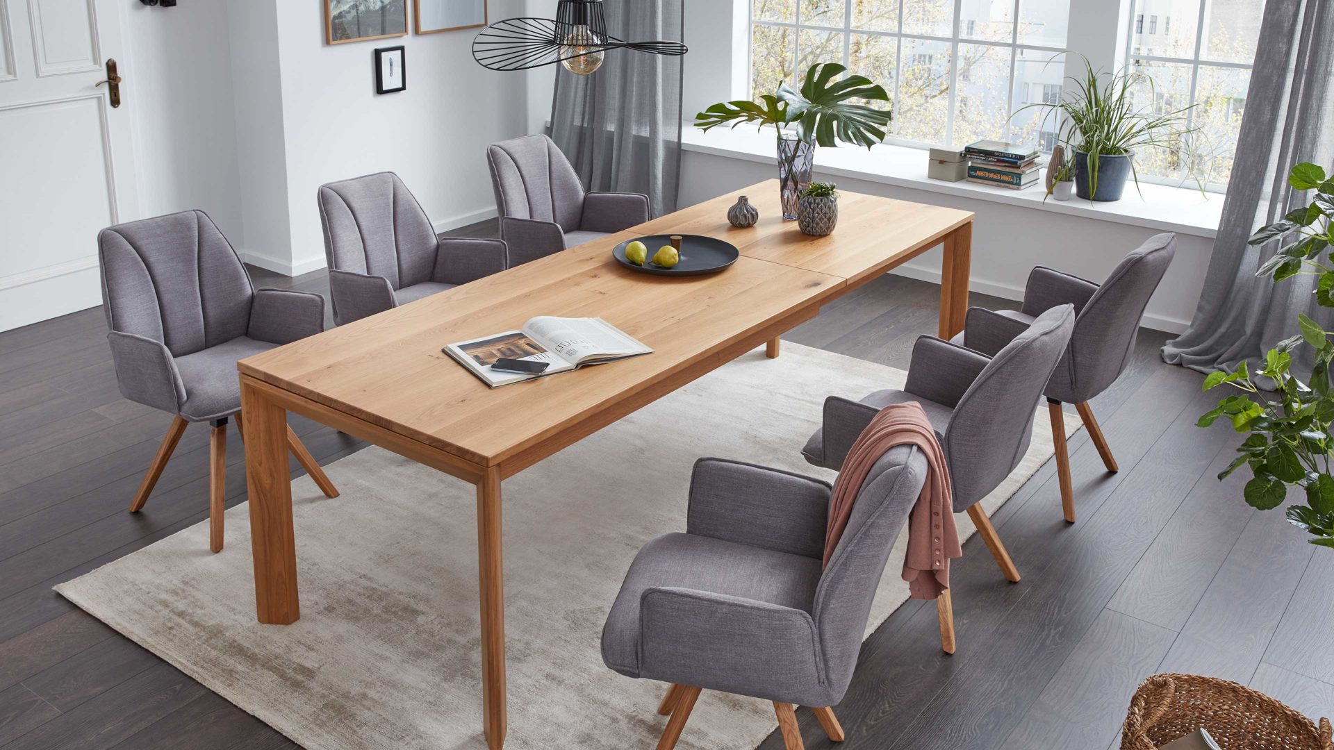 Auszugtisch Interliving aus Holz in Holzfarben Interliving Esszimmer Serie 5102 – Auszugtisch V203 Charakter-Eiche – ca. 140-240 x 90 cm