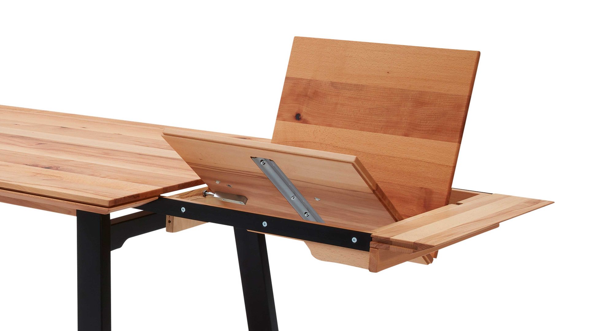 Auszugtisch Interliving aus Holz in Holzfarben Interliving Esszimmer Serie 5102 – Auszugtisch Charakter-Kernbuche & schwarzes Holz – ca. 200-250 x 100 cm