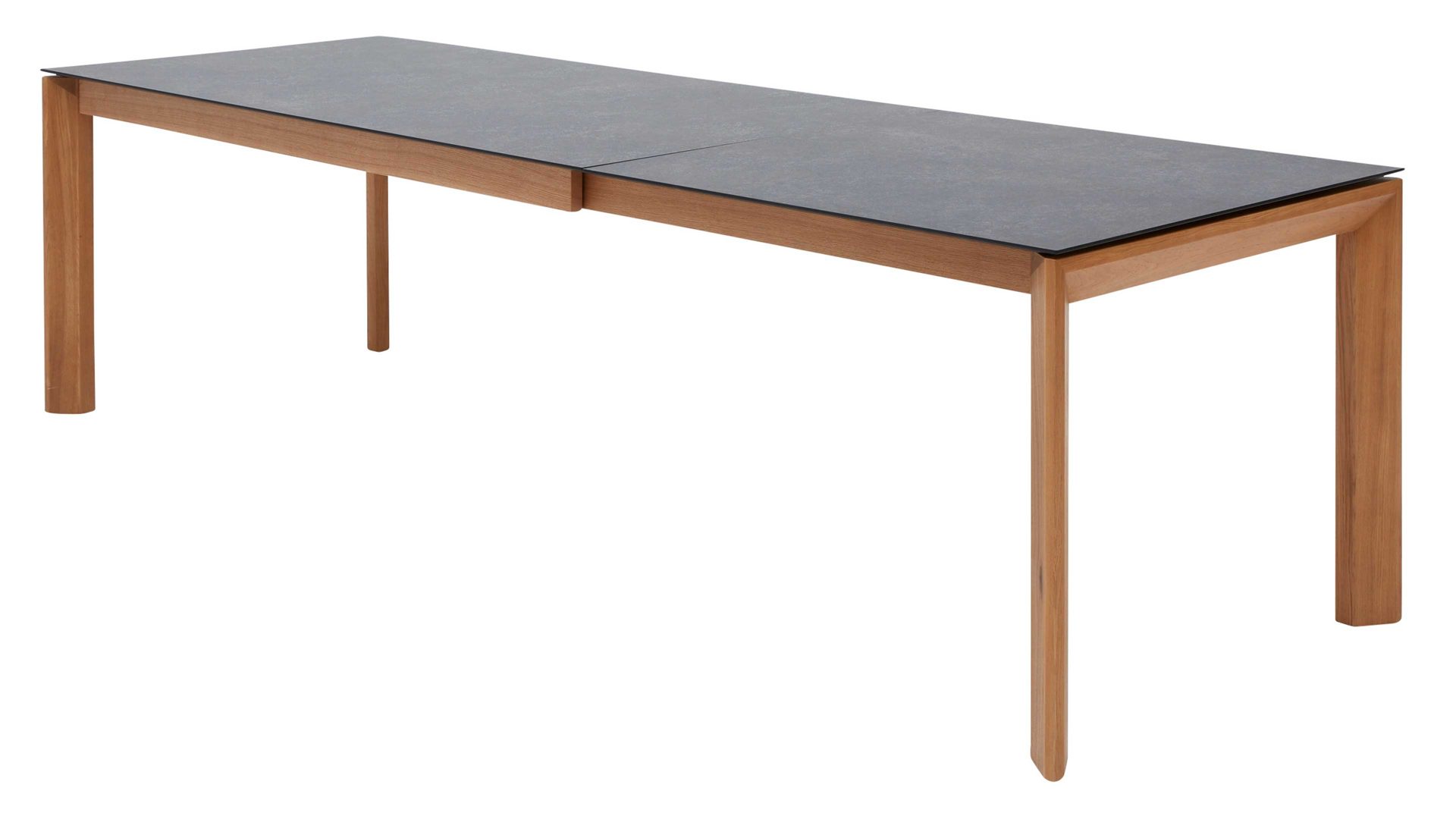 Auszugtisch Interliving aus Holz in Grau Interliving Esszimmer Serie 5102 – Auszugtisch V133 granitfarbenes HPL & Wildeiche – ca. 180-280 x 90 cm