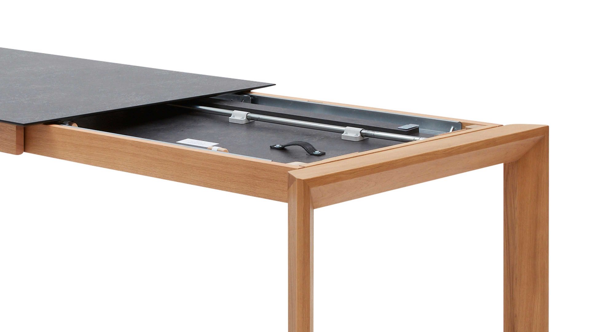Auszugtisch Interliving aus Holz in Grau Interliving Esszimmer Serie 5102 – Auszugtisch V133 granitfarbenes HPL & Wildeiche – ca. 140-240 x 90 cm