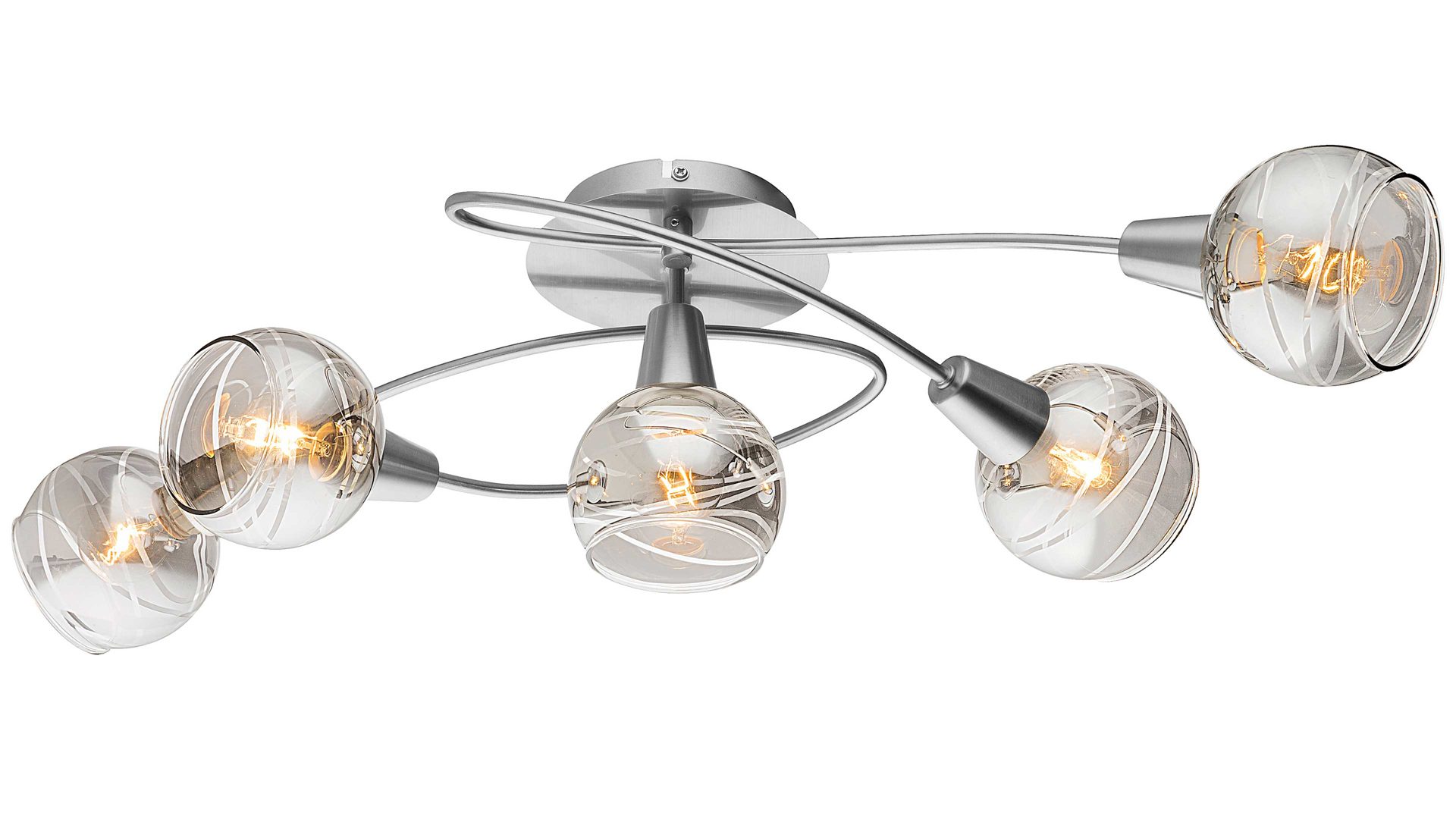 Deckenleuchte Globo lighting aus Glas in Grau GLOBO LED-Deckenleuchte Roman rauchfarbenes & klares Glas, Nickel matt – Länge ca. 63 cm