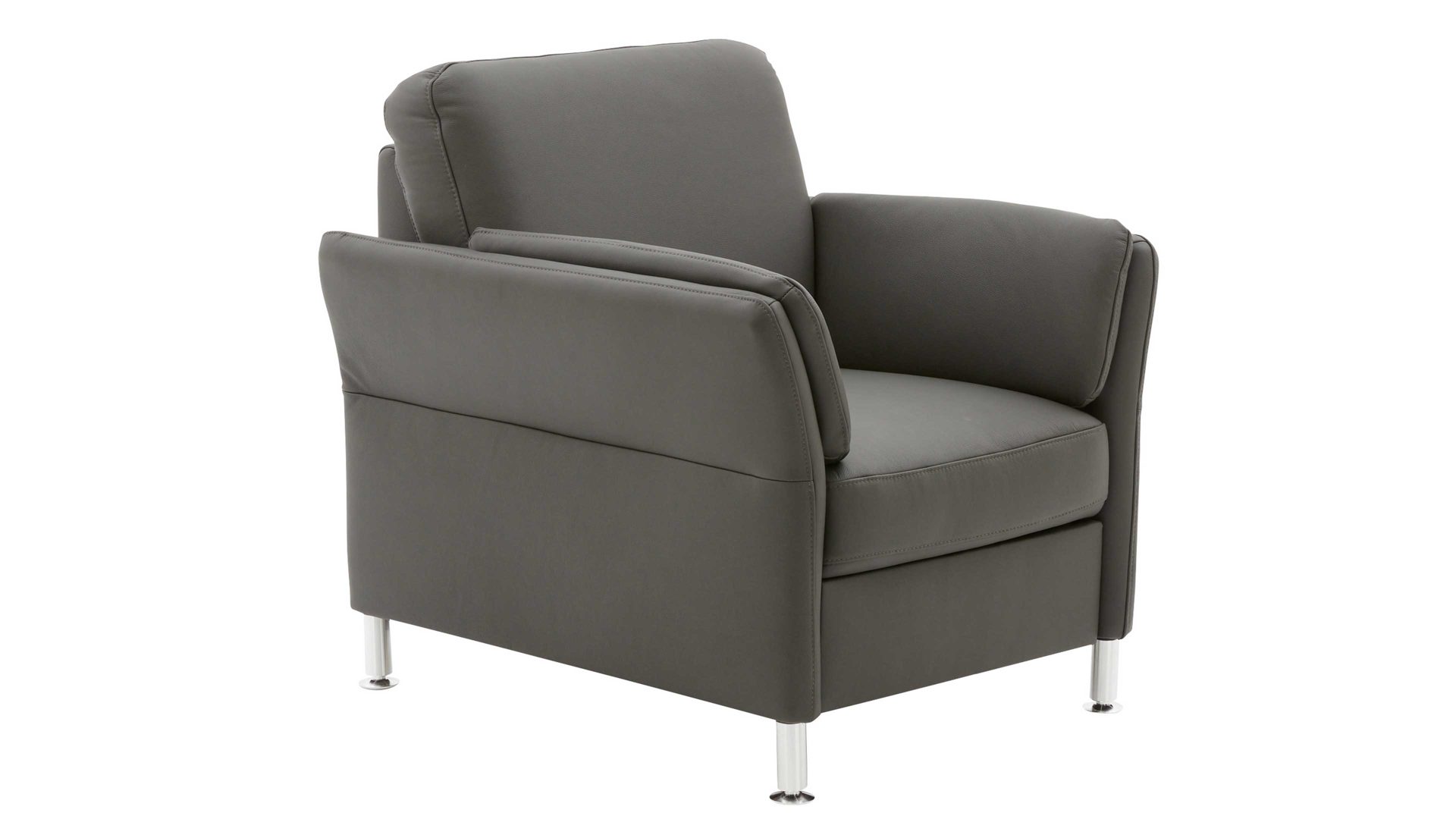 Polstersessel modulmaster aus Leder in Anthrazit Modulmaster MM-PN1080 - Sessel anthrazitfarbenes Leder Torro & Metallfüße