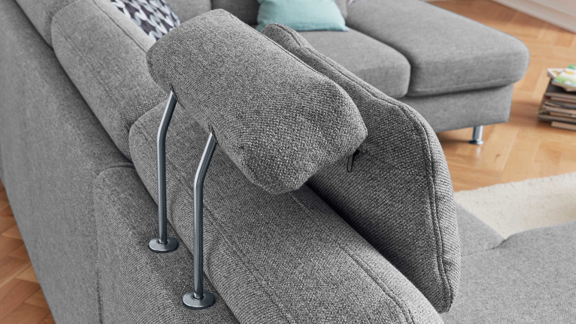 Kopfstütze modulmaster aus Stoff in Grau Modulmaster MM-ZE1080 - Premium-Kopfstütze PKS stahlgraues Flachgewebe Unica