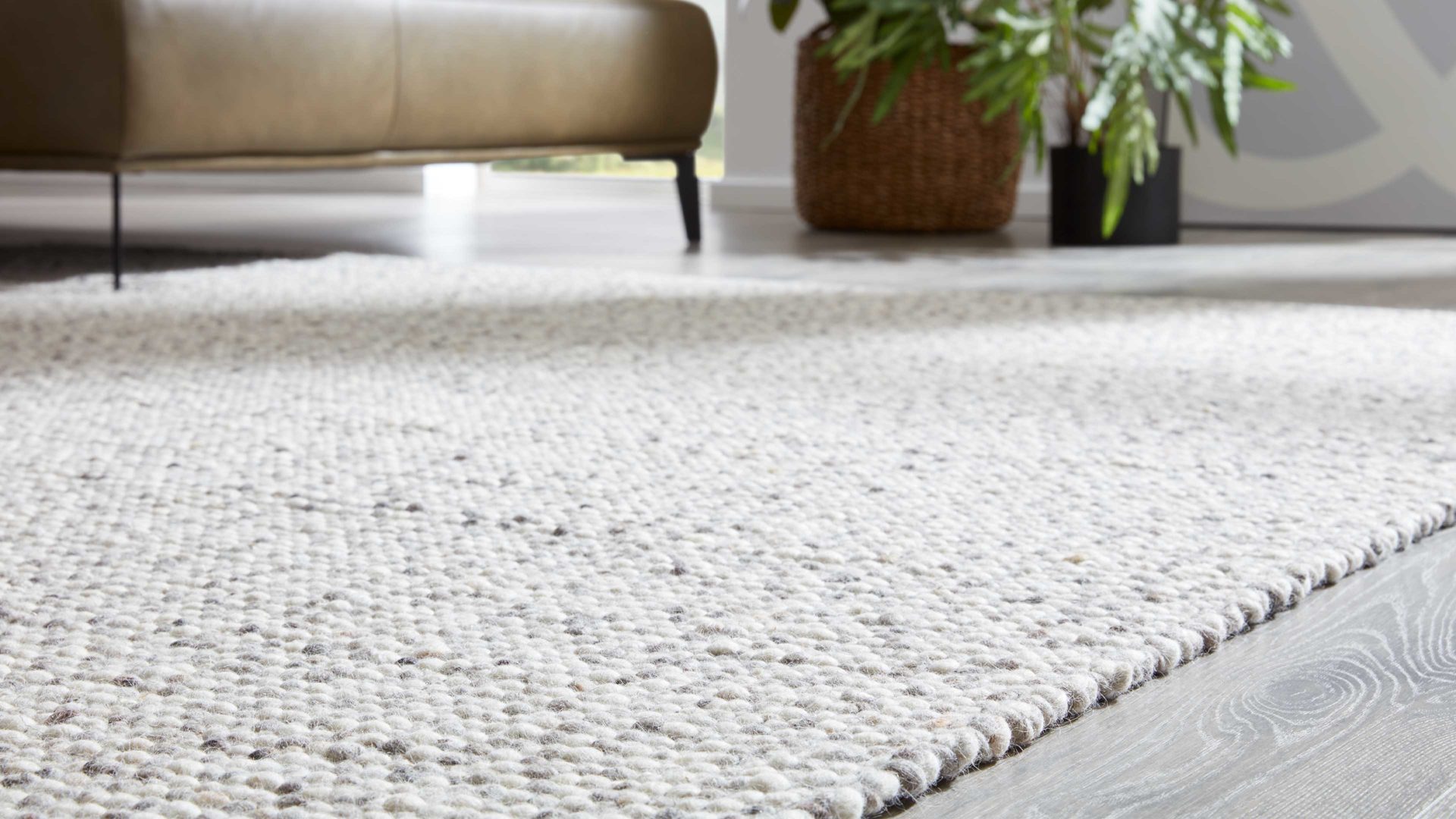 Handwebteppich Interliving aus Naturfaser in Weiß Interliving Teppich Serie B-8001 Kalkstein – ca. 250 x 290 cm