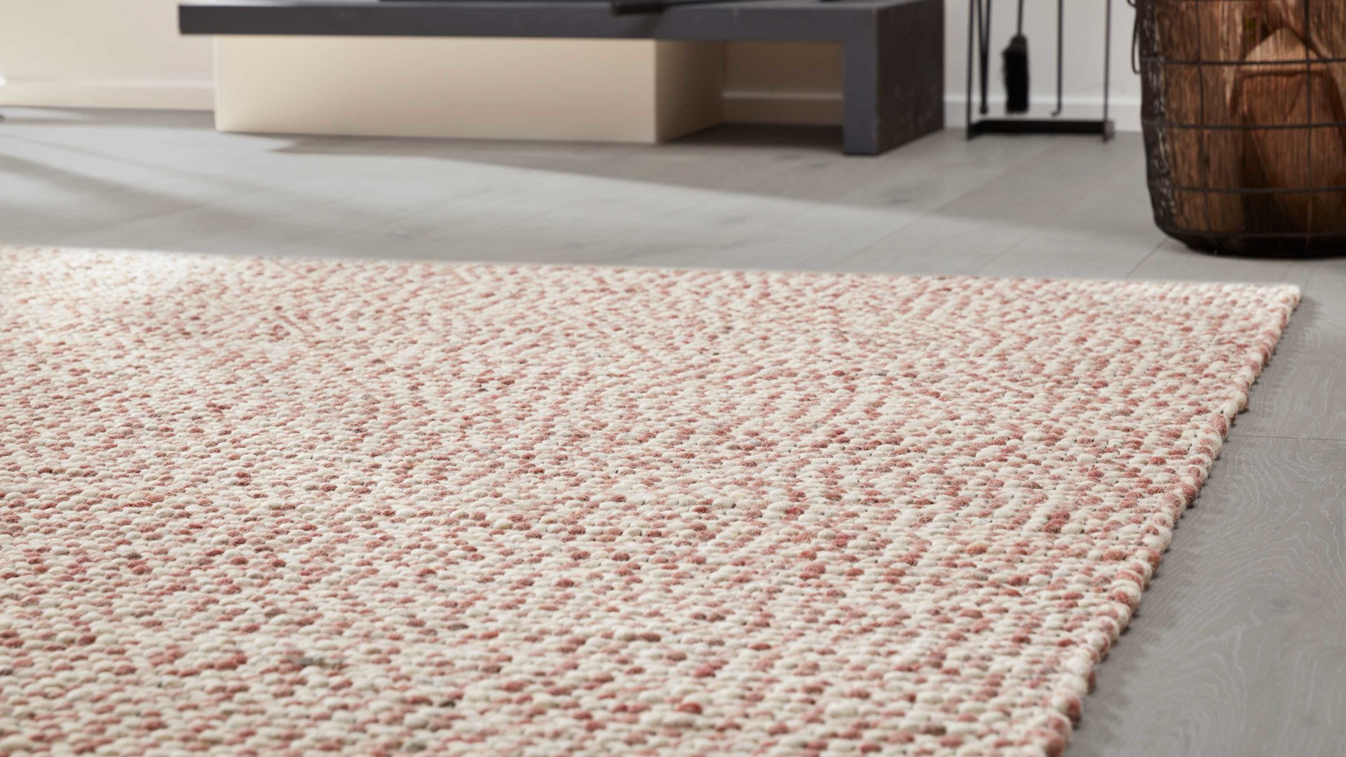 Handwebteppich Interliving aus Naturfaser in Pastell Interliving Teppich Serie B-8001 Rosè – ca. 250 x 340 cm