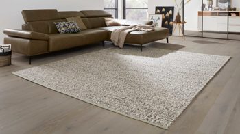 Handwebteppich Interliving aus Naturfaser in Hellgrau Interliving Teppich Serie B-8001 steinfarbene Schurwolle – ca. 140 x 190 cm