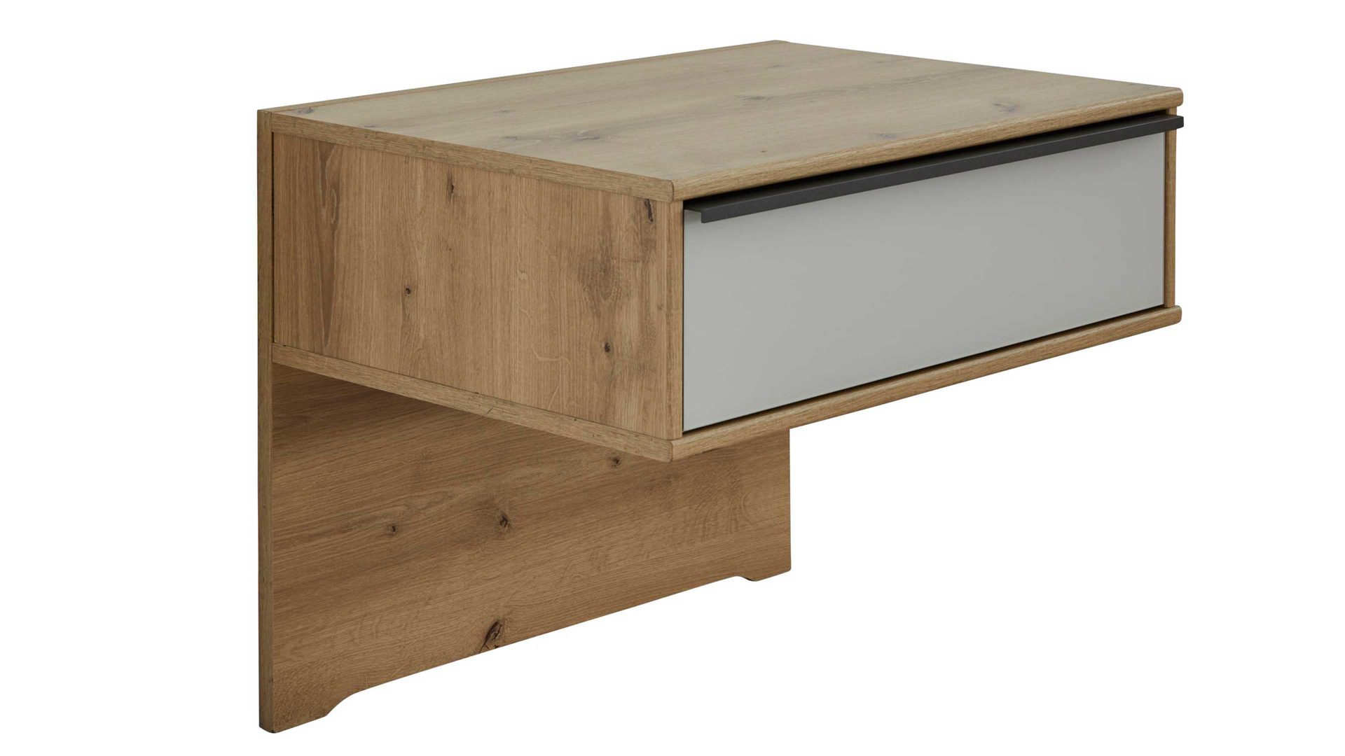 Nachtkommoden-Set Interliving aus Holz in Hellgrau Interliving Kleiderschrank Serie 1205 – Nachtkonsolen-Set Champagner & Eiche Bianco – zweiteilig