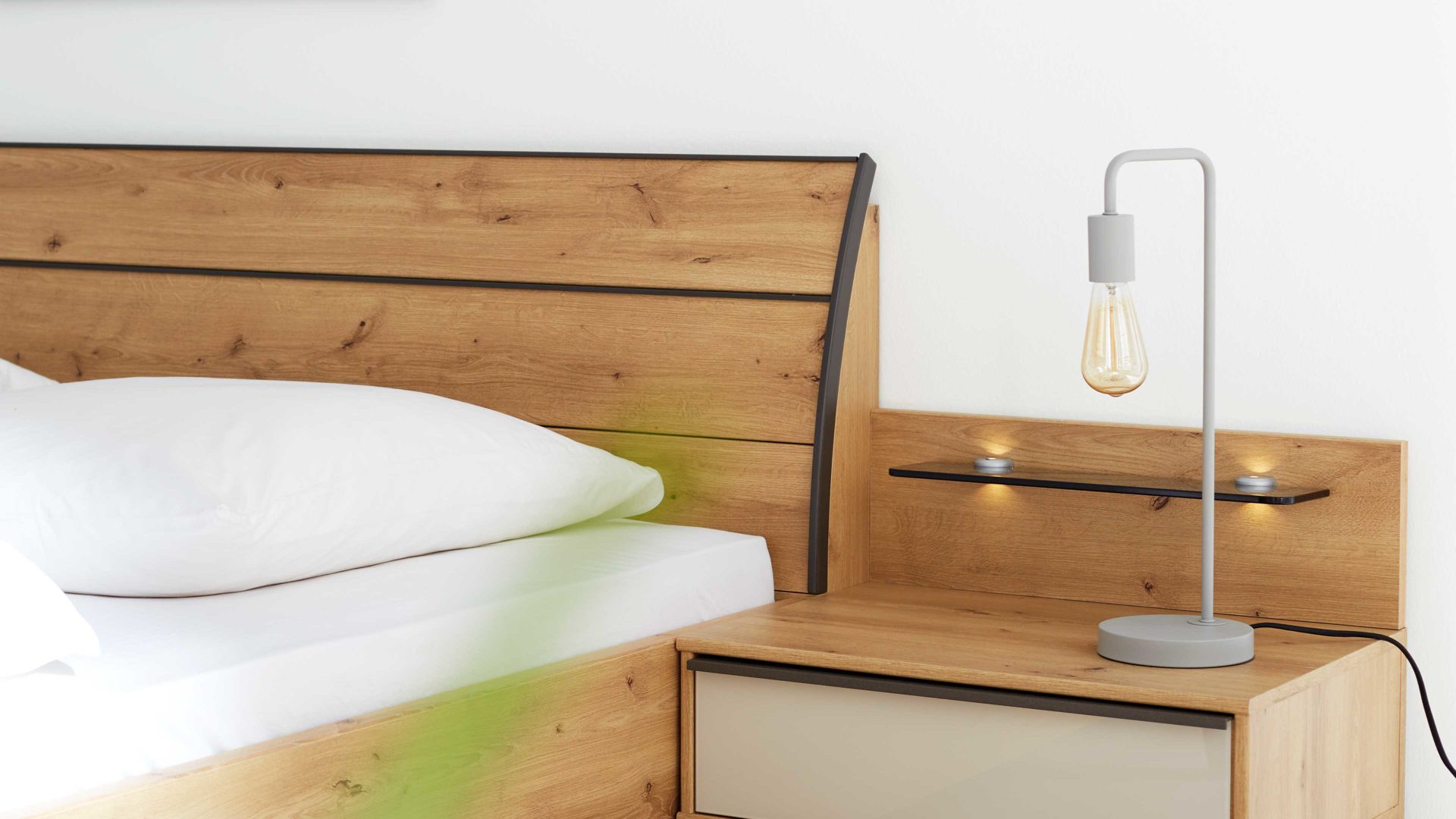 Paneel Interliving aus Holz in Holzfarben Interliving Kleiderschrank Serie 1205 – Paneel-Set 115 zweiteilig - Eiche Bianco & Rauchglas