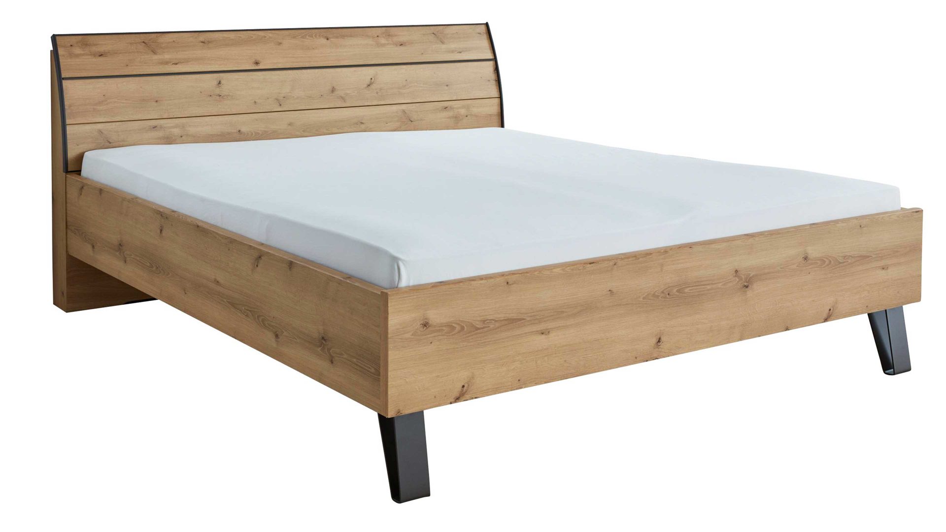 Bettgestell Interliving aus Holz in Holzfarben Interliving Kleiderschrank Serie 1205 – Bettgestell Eiche Bianco & Schiefer – Liegefläche ca. 180 x 200 cm